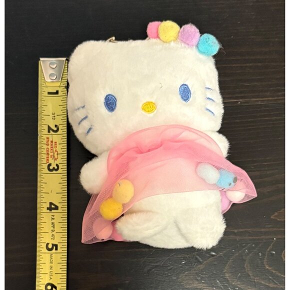 Hello Kitty Plush Keychain With Pink Tulle Dress & Pom-Pom Accents 5.5 Inches - Picture 4 of 5